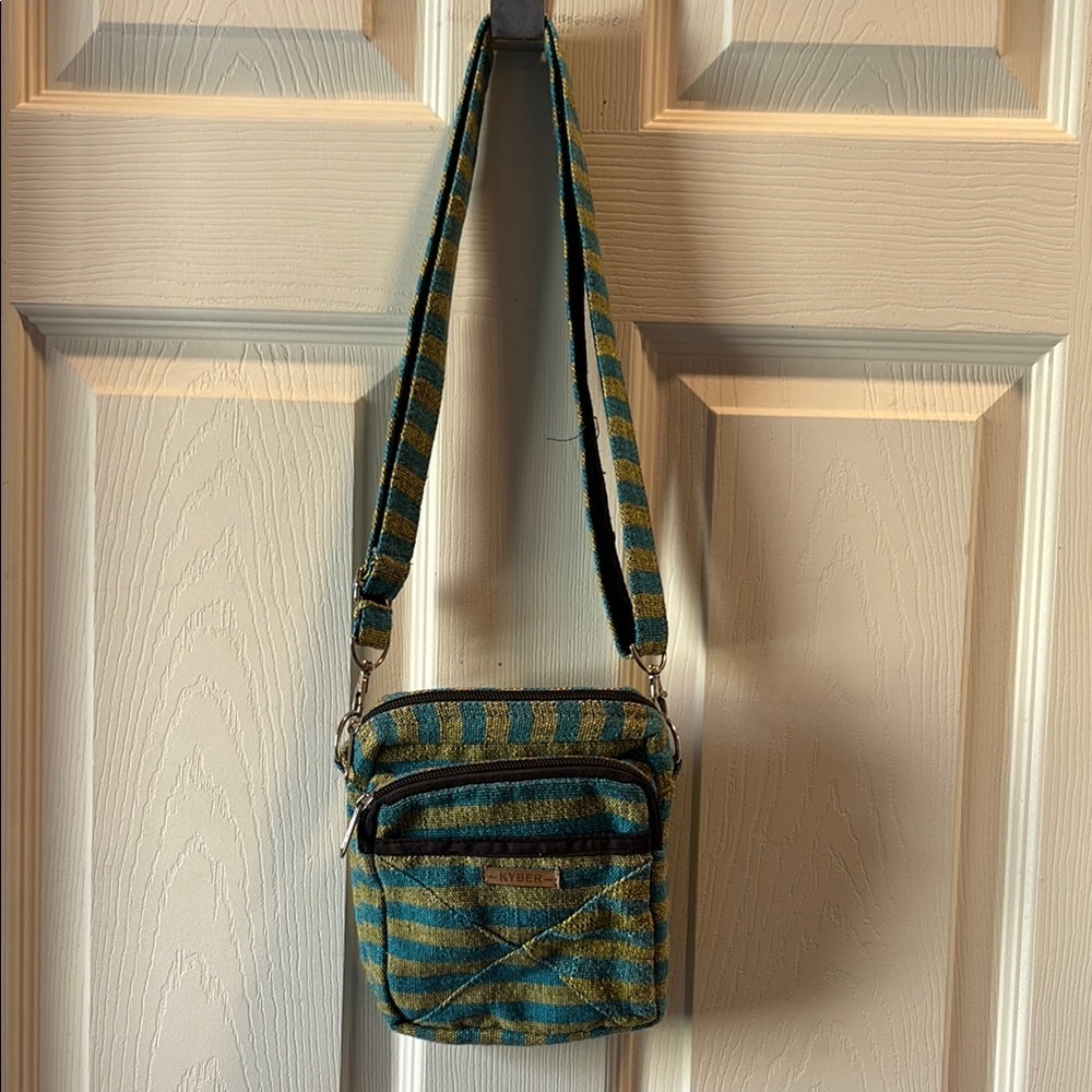 Kyber Green Blue Striped Crossbody Bag